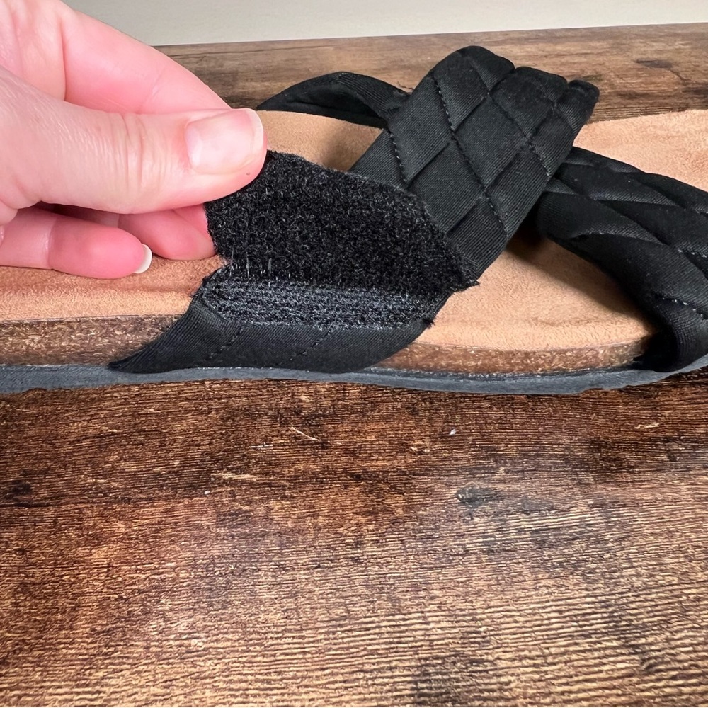 Earth Origins Oceana Black‎ Quilted Slide Slip On Hook & Loop Sandals women 12 - Picture 7 of 11